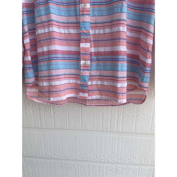Talbots Pastel Multi Color Stripe button down ladies Large 100% Cotton - Picture 7 of 11